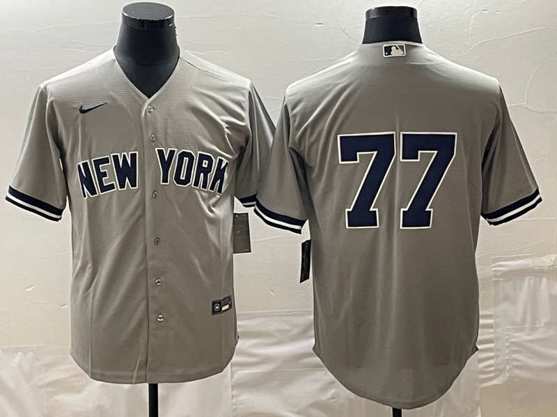 Men's New York Yankees Clint Frazier #77 Gray Name Jersey